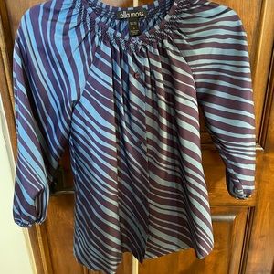 Ella Moss 💯Silk Blue and Purple Striped Top